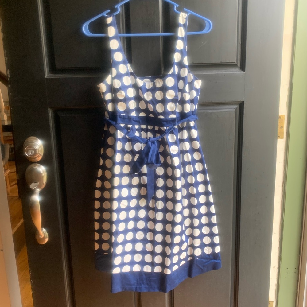Navy & White Polka Dot Maternity Dress